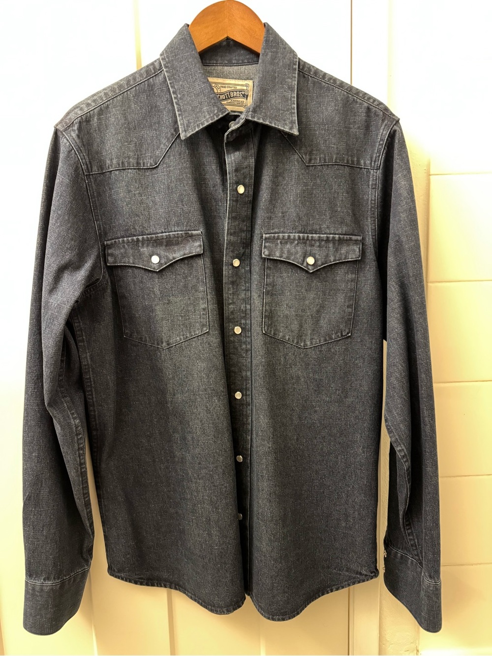 Schott NYC Black Western Denim Button-Down Shirt